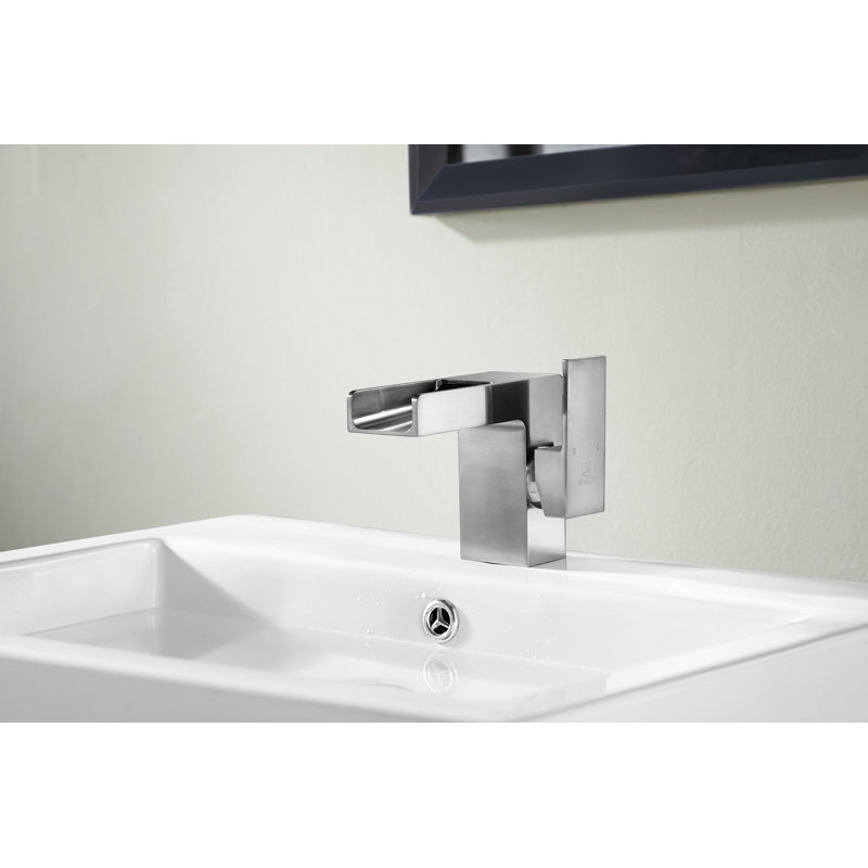 Single-Hole Single-handle Bathroom Faucet with Drain Assembly, Brushed Nickel