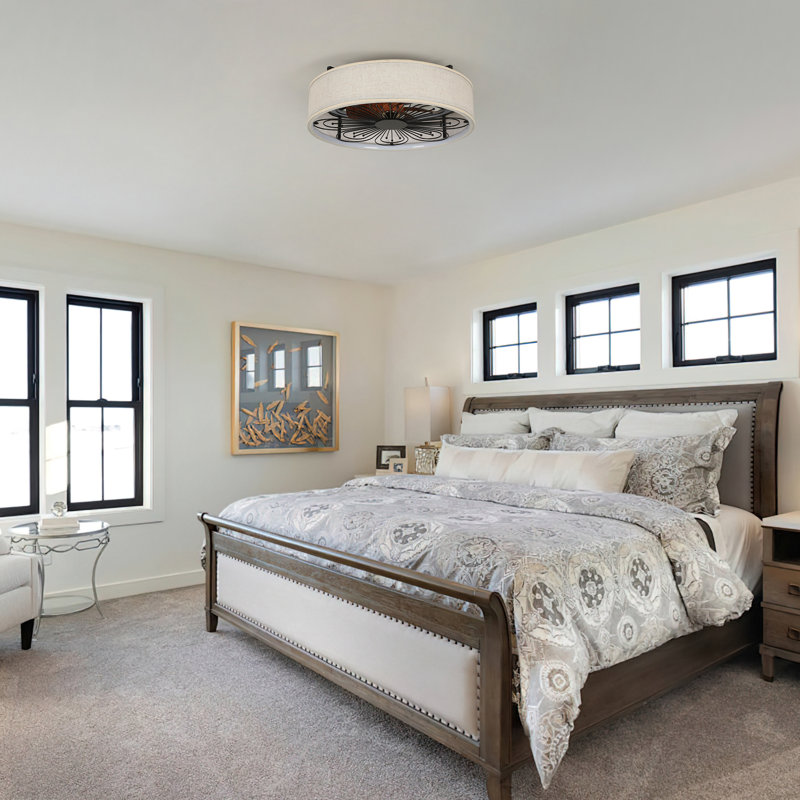 Arachne 19.6'' Farmhouse Dimmable Ceiling Fan with Lights and Remote 3 Colour Temperatures 6-Speed Timer for Bedroom, LED