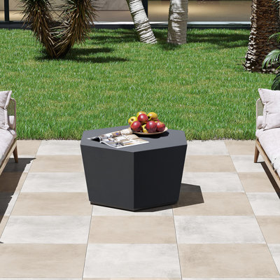 35'' Outdoor Hexagon Magnesium Oxide Coffee Table, Dark Gray