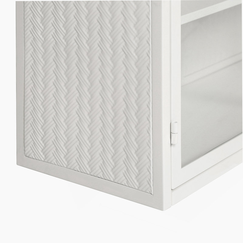 Modern Two-door Wall Cabinet with Featuring Three-tier Storage, White