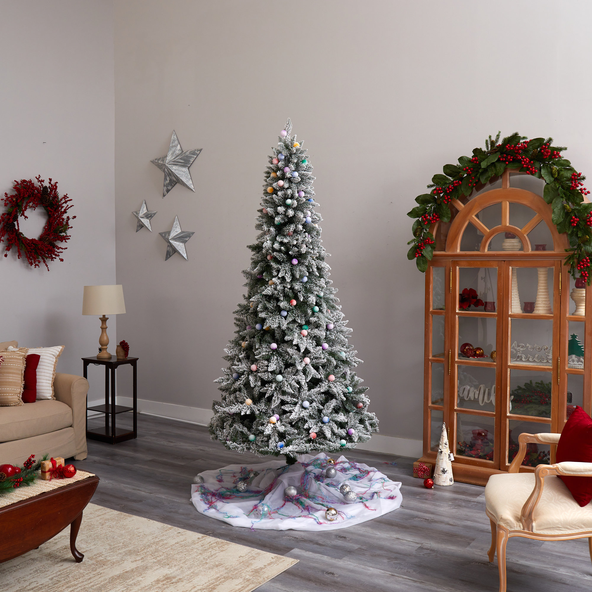 Artificial Fir Christmas Tree with Color & Clear Lights, 8.5' H