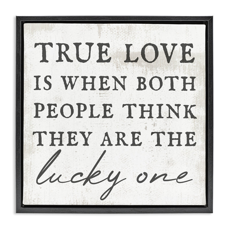 True Love, phrase romantique, H 18 po x l 18 po, Cadre flottant noir de jais