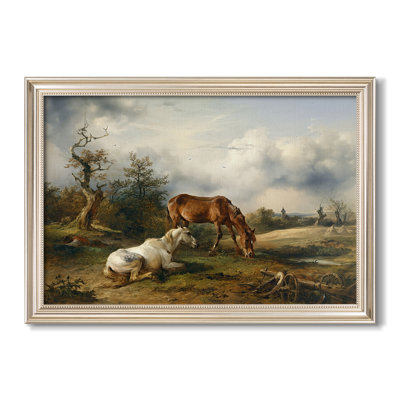Deux chevaux dans les pâturages, v. 1825 - Frederic Gauermann - Toile encadrée sur mesure