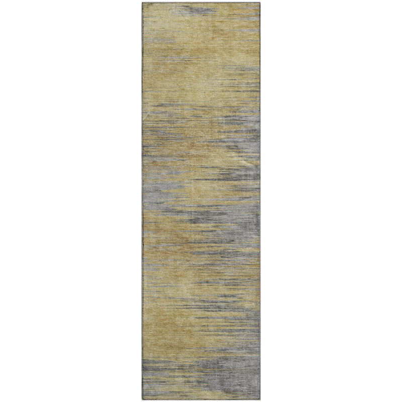 Premium Machine Washable Prisco Gold Rug, Runner 2'3" x 7'6"
