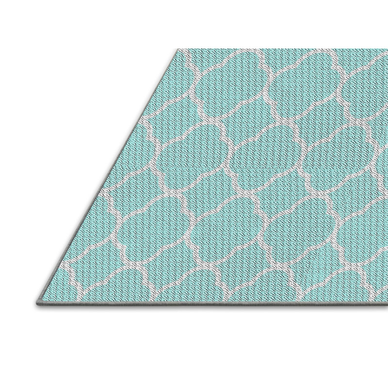 Tapis de zone verte à motifs aqua Arlie, Rectangle 5 pi x 7 pi