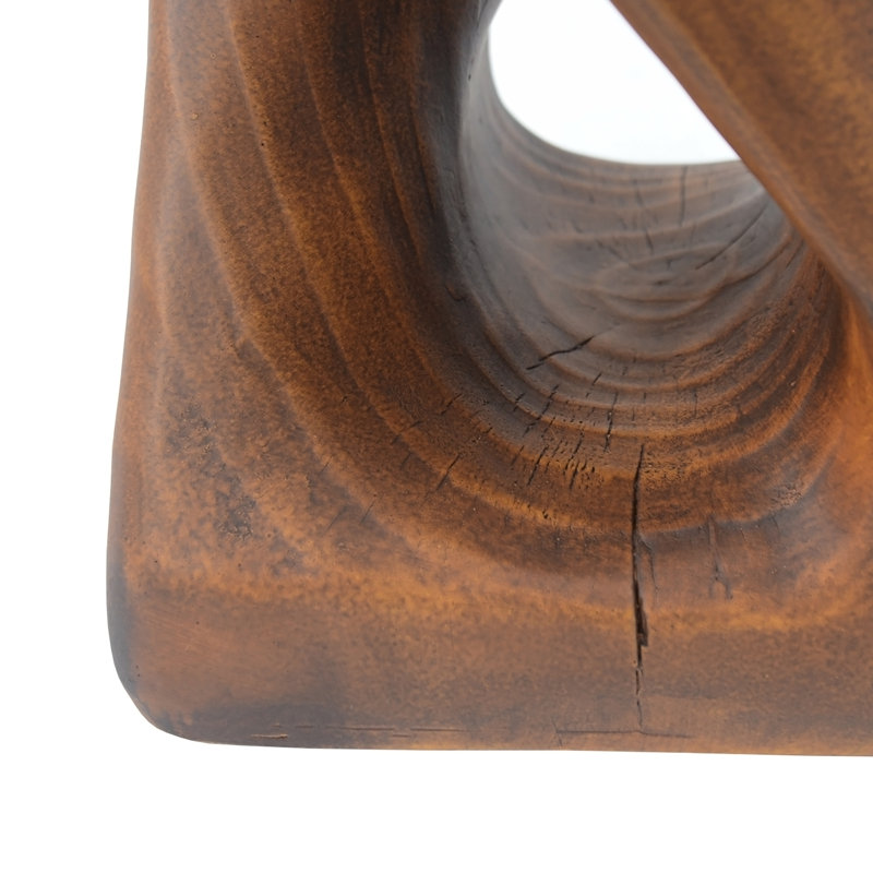 MGO Twist Shape Side Table, Wood-Like Texture, Natural Color, Durable And Weather-Resistant For Indoor And Outdoor Use