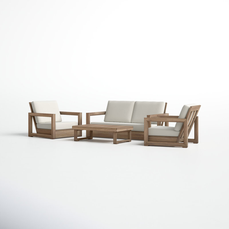 Donnie 4 Piece Sofa Seating Group with Cushions, Brown Wash