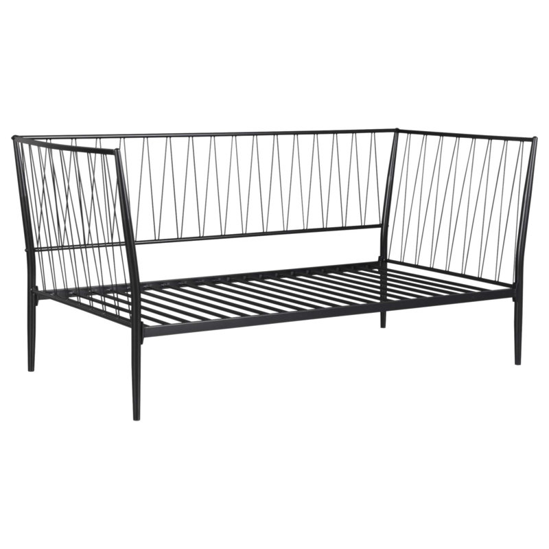 Vertigo Matte Metal Daybed Bed Frame With Slatted Platform And Sturdy Support, Perfect For Compact Spaces