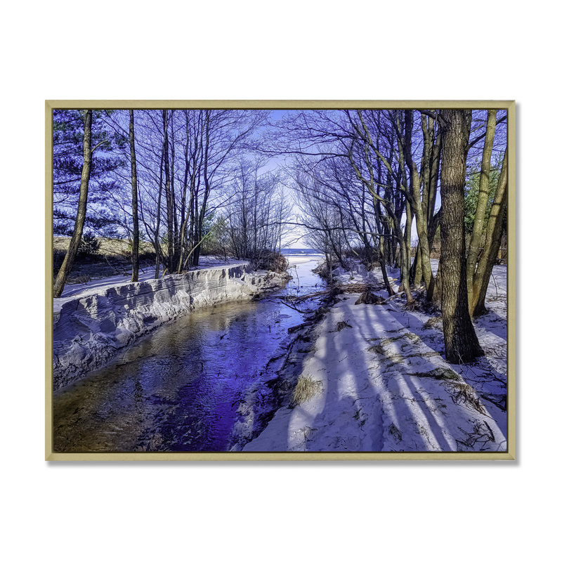 «Forest River In Winter Scenery», reproduction sur toile flottante, H 8 po x l 12 po x P 1 po, Cadre naturel flottant
