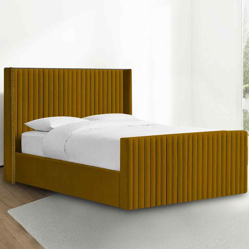Upholstered Bed, Double (4'6), Mustard