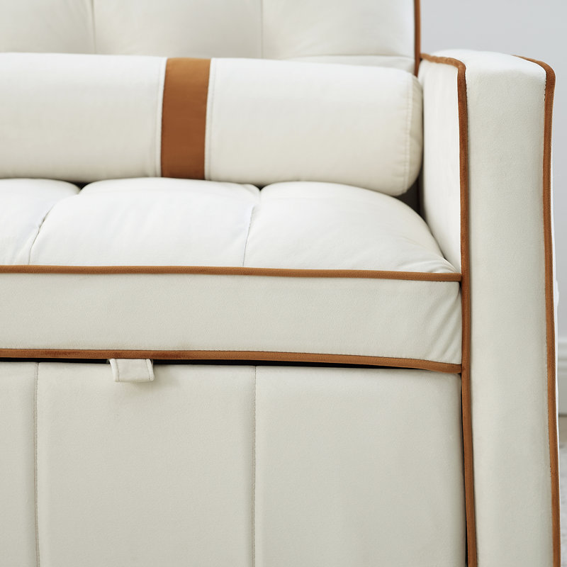 Canapé-lit coulissant 55,5 po, Velours beige