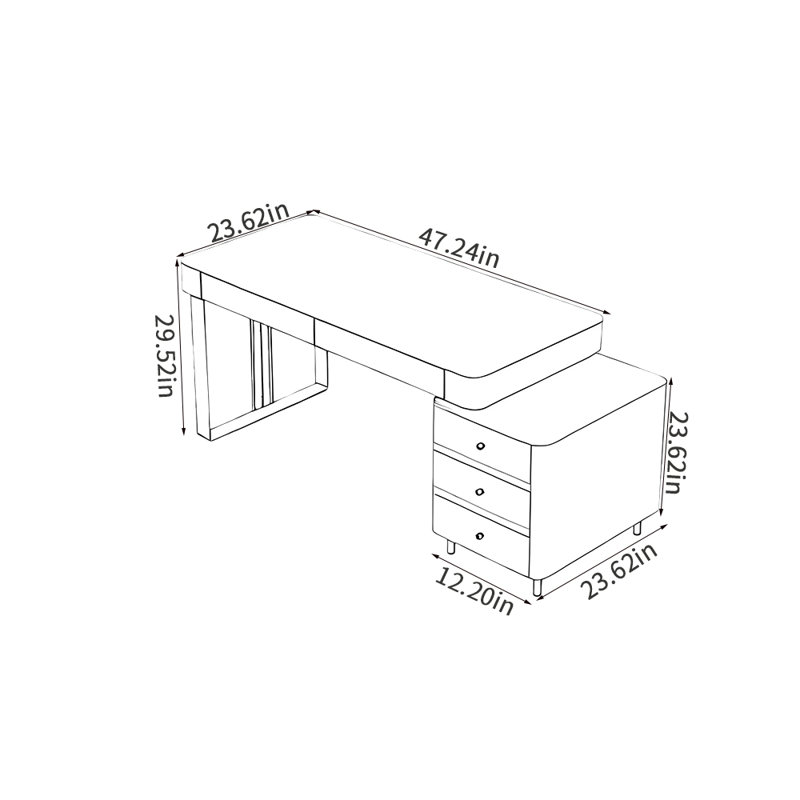 Bureau haut de gamme élégant et luxueux, Blanc, H 29,52 po x l 47,24 po x P 23,62 po, Noir