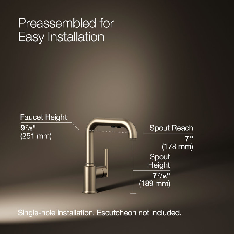 Purist® Single Handle Kitchen Faucet, Brushed Bronze