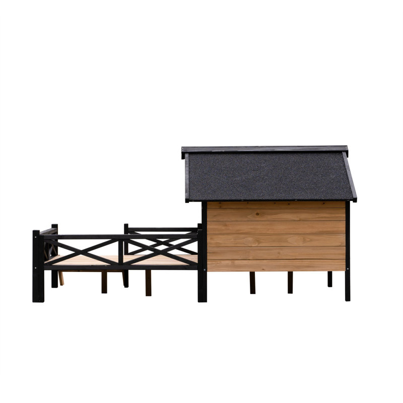 Large Wooden Outdoor Dog House with Porch