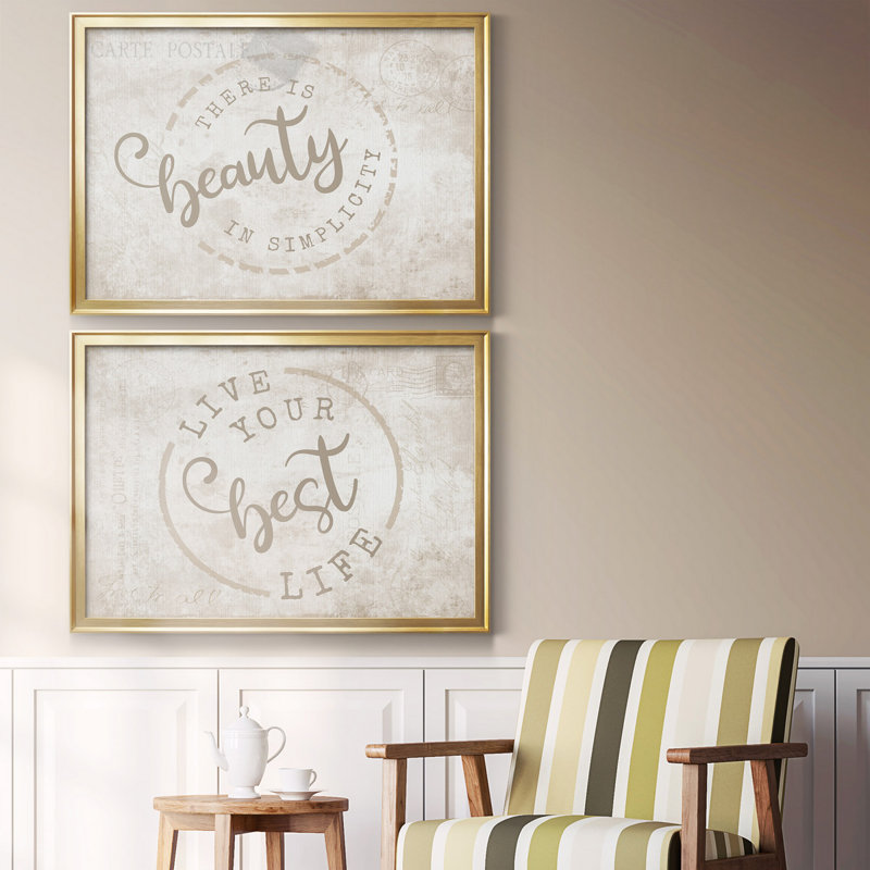 «Beauty In Simplicity», toile encadrée de qualité supérieure - prête à être accrochée, H 22,5 po x l 61 po x P 1,5 po, Or