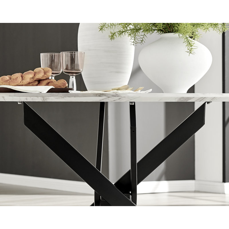 Table de salle à manger Tierra, L 47,2 po x l 47,2 po, Noir, noir, noir, noir