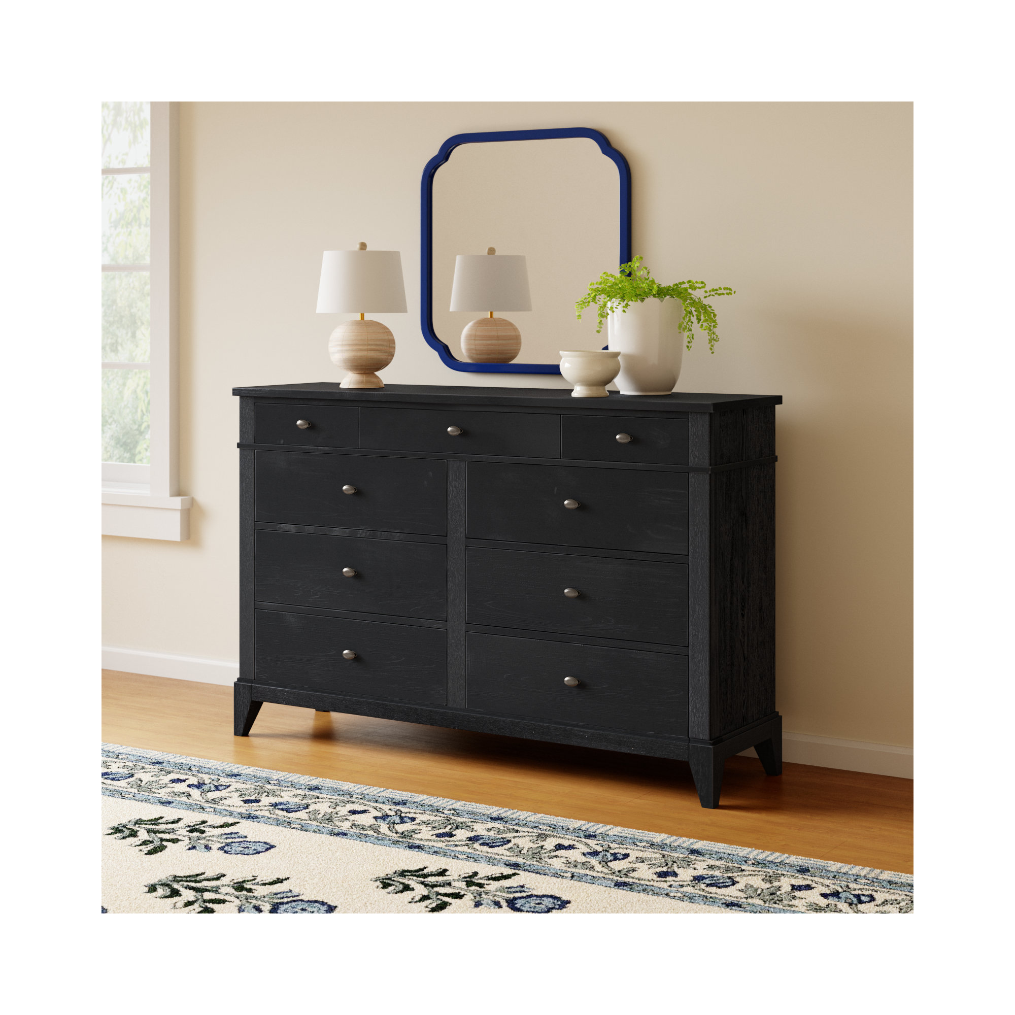 Mya 9 Drawer Dresser, Black