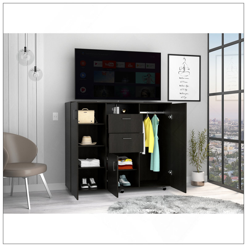 Commode à double porte Quizz, chambre à coucher, noir