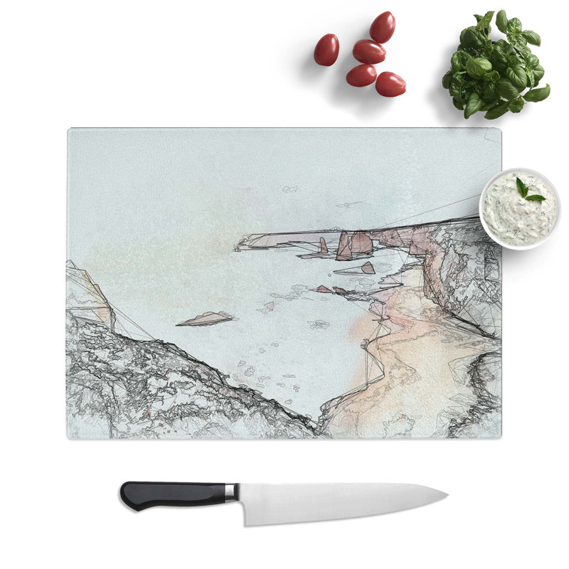 Tempered Glass Twelve Apostles in Australia in Abstract Chopping Board, 28.5 cm W x 20 cm L