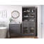 Armoire de salle de bain autoportante 100% bois massif 32 po avec portes en verre transparent, 2 tiroirs et tablettes réglables - Rangement de salle de bain moderne-1752052597
