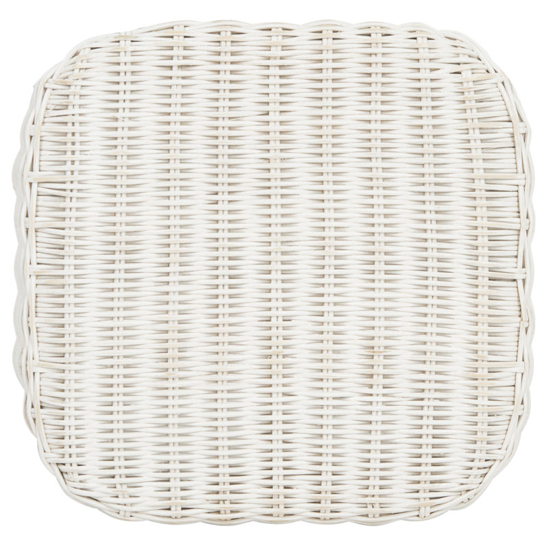 White Mango Wood Wicker Backless Counter Stool