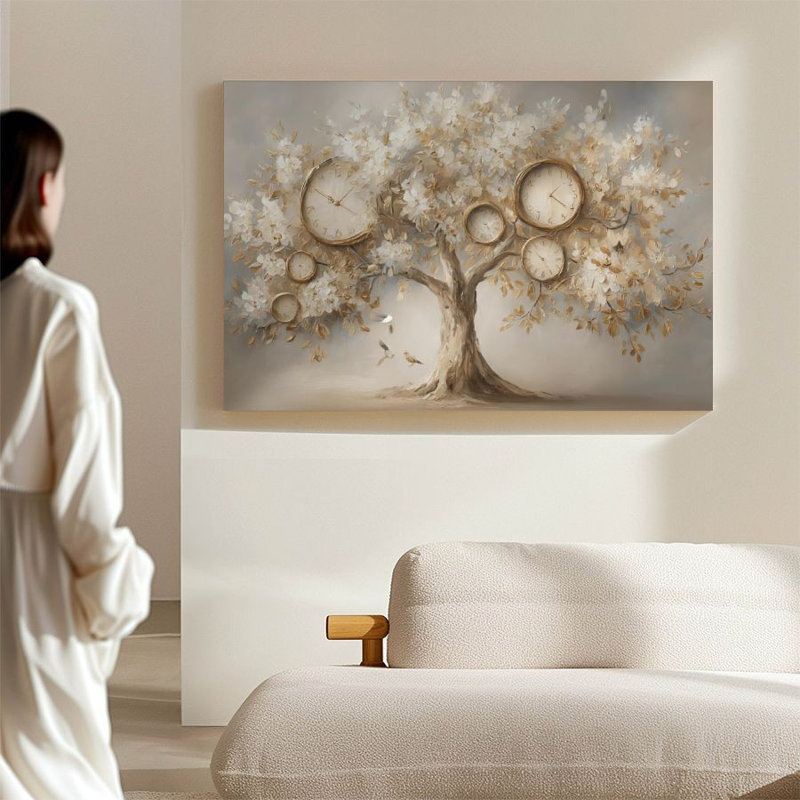 Arbre en fleurs intemporel - Impression d'art botanique sur toile tendue sur châssis, 91,4 cm (H) x 61 cm (L), prête à être accrochée dans le salon