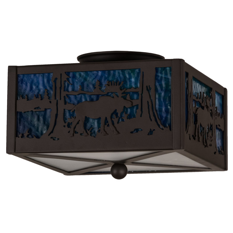 2 - Light Semi Flush Mount, Clear Frosted