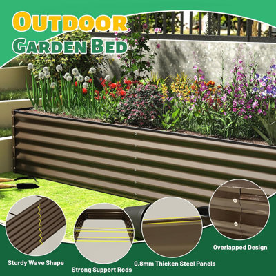6x3x1.5ft Galvanized Raised Garden Bed, Durable Metal Planter for Vegetables, Fruits, and Flowers, Perfect for Outdoor Gardening