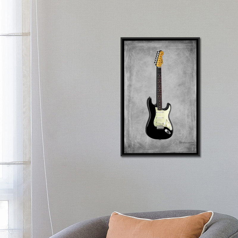 « garde-boue stratocaster 59 », impression sur toile tendue, H 26 po x l 18 po x P 1,5 po, Toile avec cadre noir