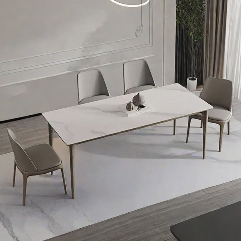 Italian-style rectangular rock plate dining table, 29.53"H x 78.74"L x 35.43"W