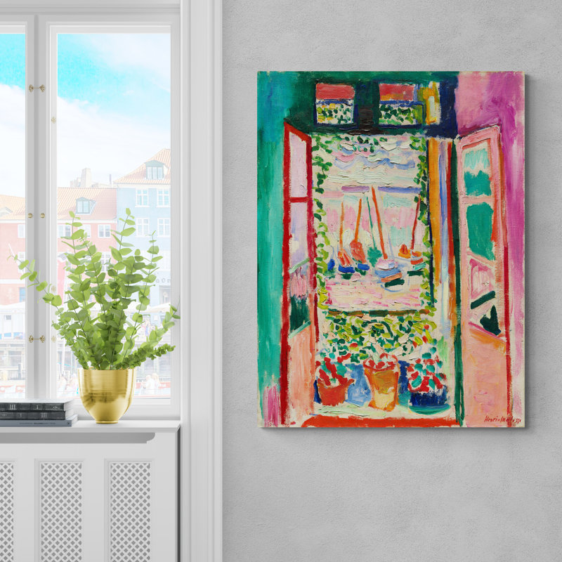 Open Window by Henri Matisse - Closed Corner Frame Print on Canvas, 41cm H x 31cm W x 4cm D
