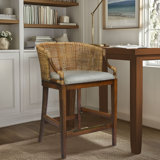 Martha Stewart Playa Handcrafted Rattan & Wood Counter Stool 25" H