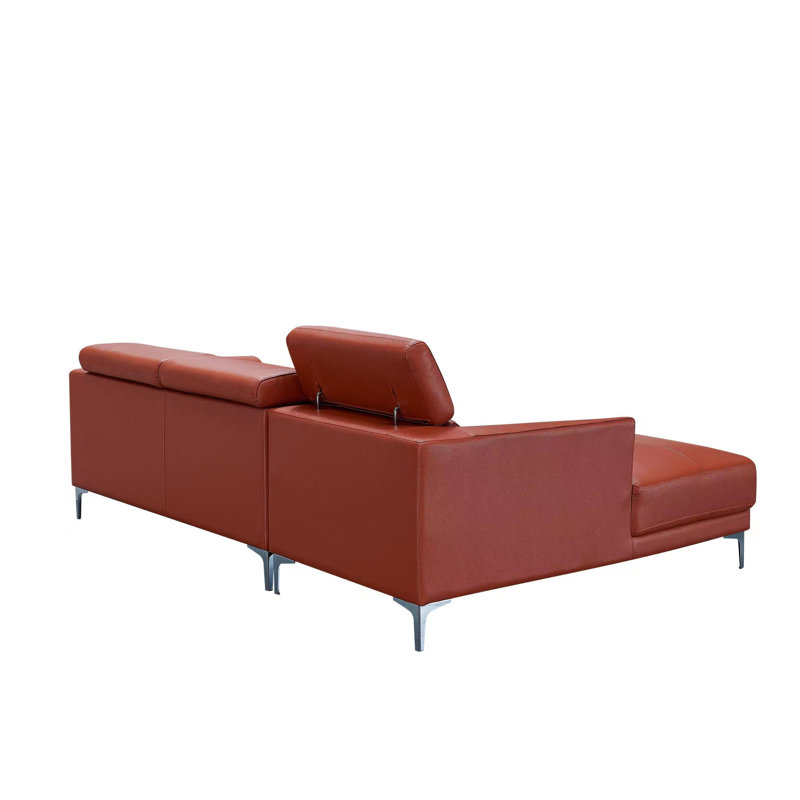 Purtee Upholstered L-Shaped Sectional, Right Hand Facing, Orange