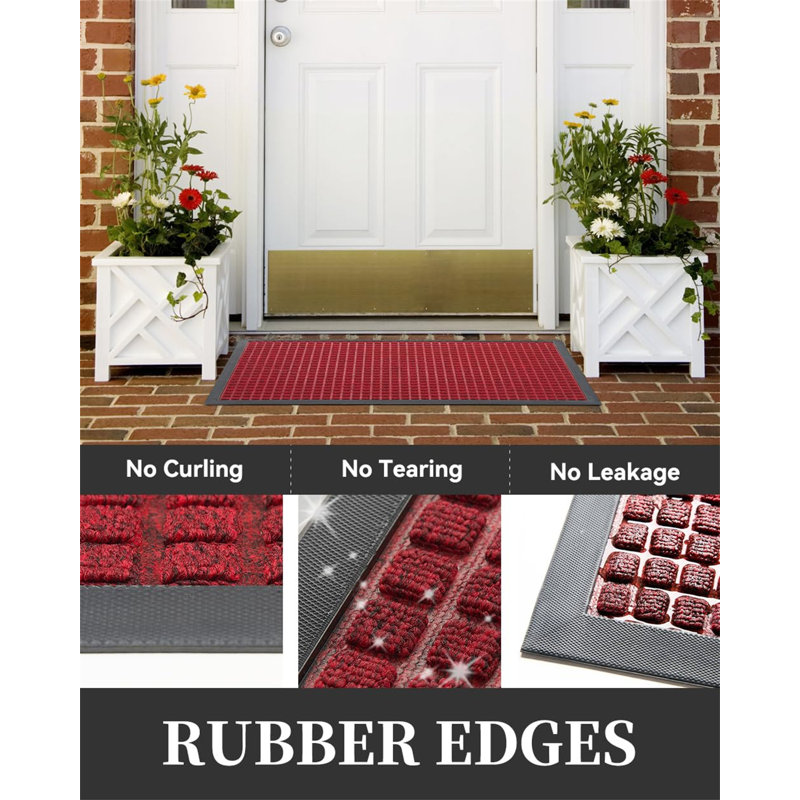 Tapis d'entrée / extérieur antidérapant durable, L 36 po x L 24 po, Rouge