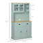Buffet de cuisine autoportant avec huche avec tiroirs, portes en verre et tablettes réglables bleu clair Pantry-1586971290
