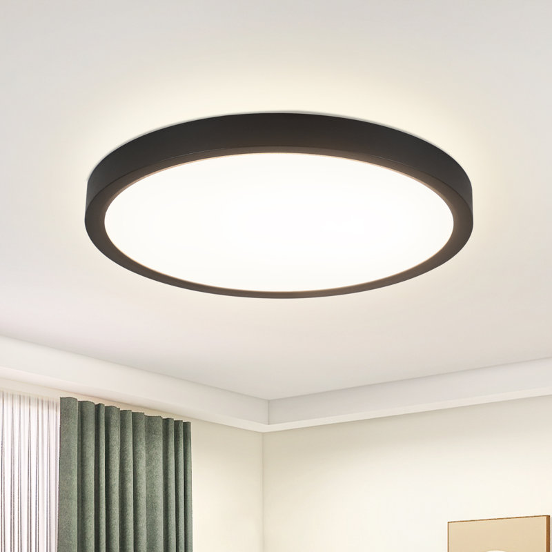 LED Deckenleuchte Schwarz Flach Rund 4000K Neutralweiß IP44 Deckenlampe 18cm für Bad Schlafzimmer, 4,000K, Black
