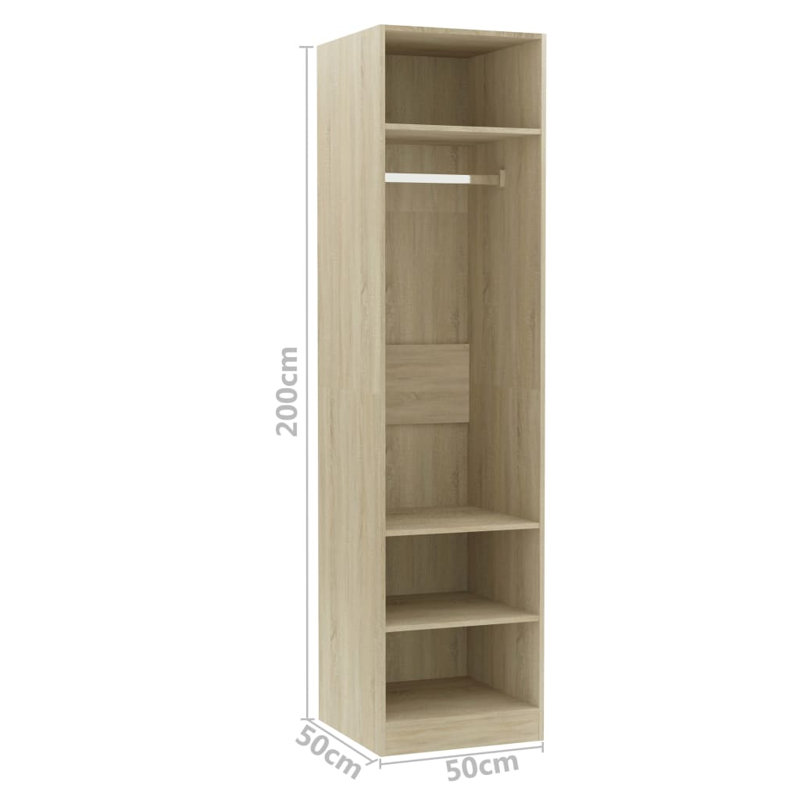 Abhainn Solid + Manufactured Wood Wardrobe, Sonoma Oak