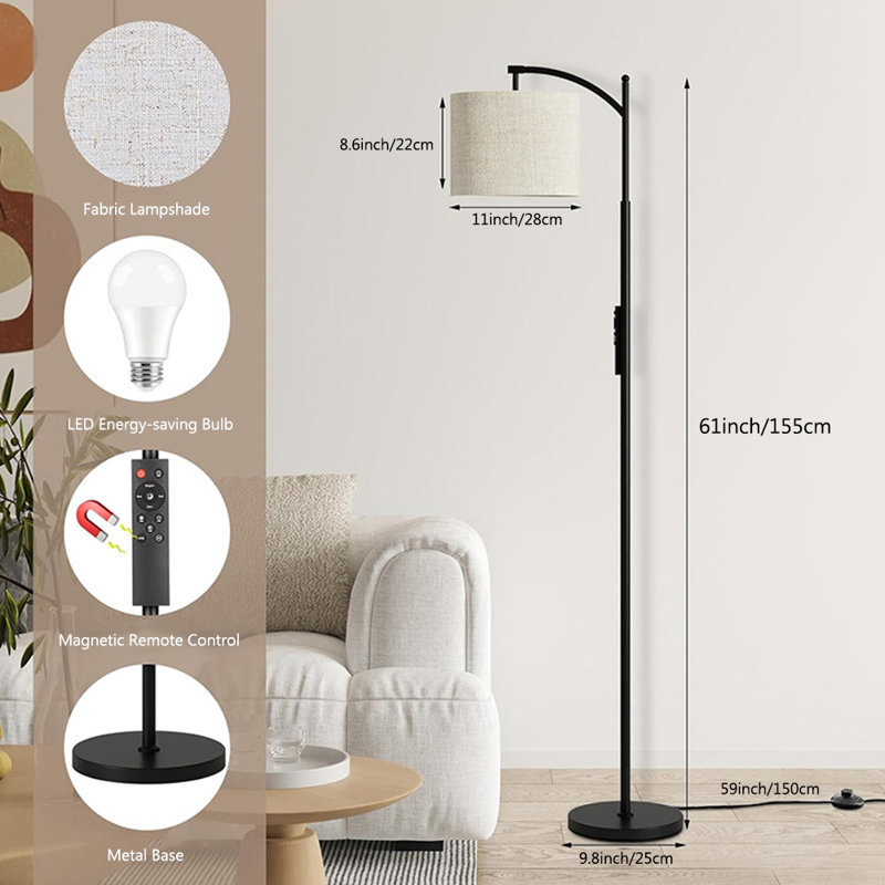 Modern RGB Arched Floor Lamp with Remote Control Standing Lamp