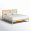 Lit plateforme en bois massif avec tête de lit en rotin Blomquist-91949587-91924900