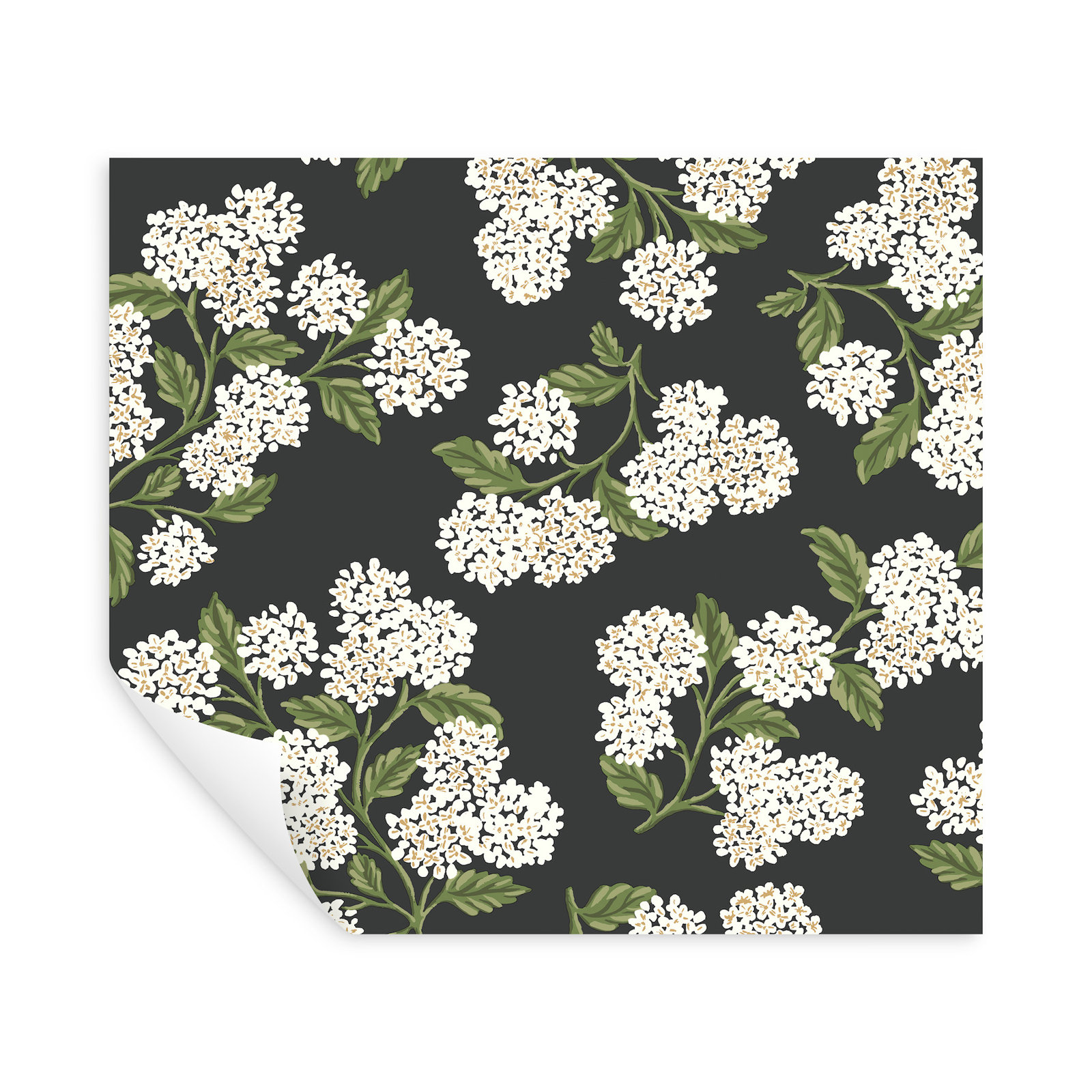Hydrangea Self-Adhesive Roll, Black