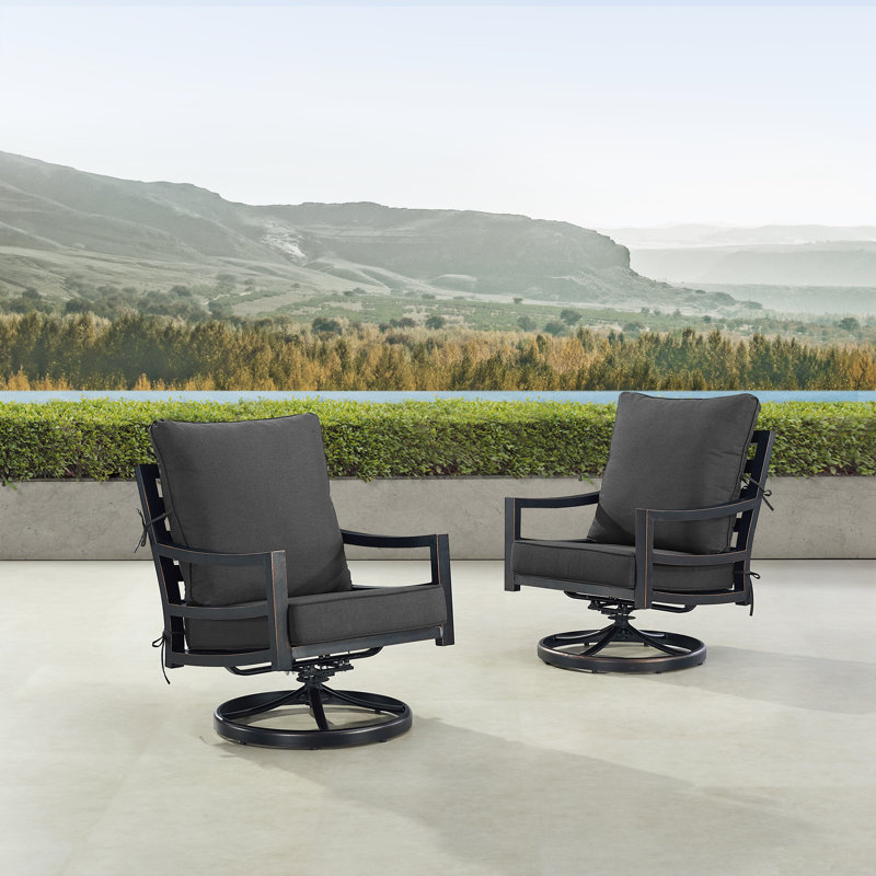 Sabrina Swivel Aluminum Outdoor Lounge Chair, Black
