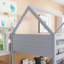 Lit superposé simple de style maison avec barrières de sécurité et échelle intégrée-1585184057