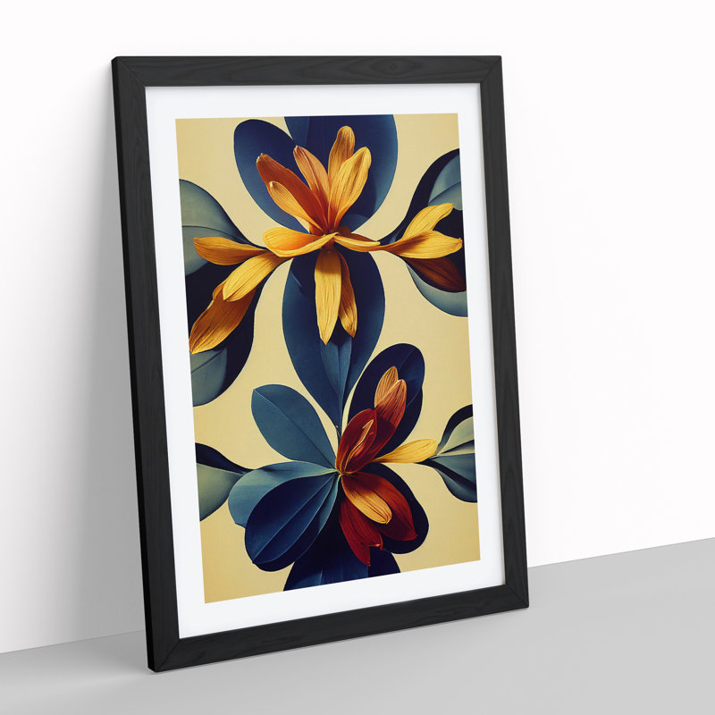 Cool Flowers - Single Picture Frame Print, 46cm H x 34cm W x 2cm D, Black