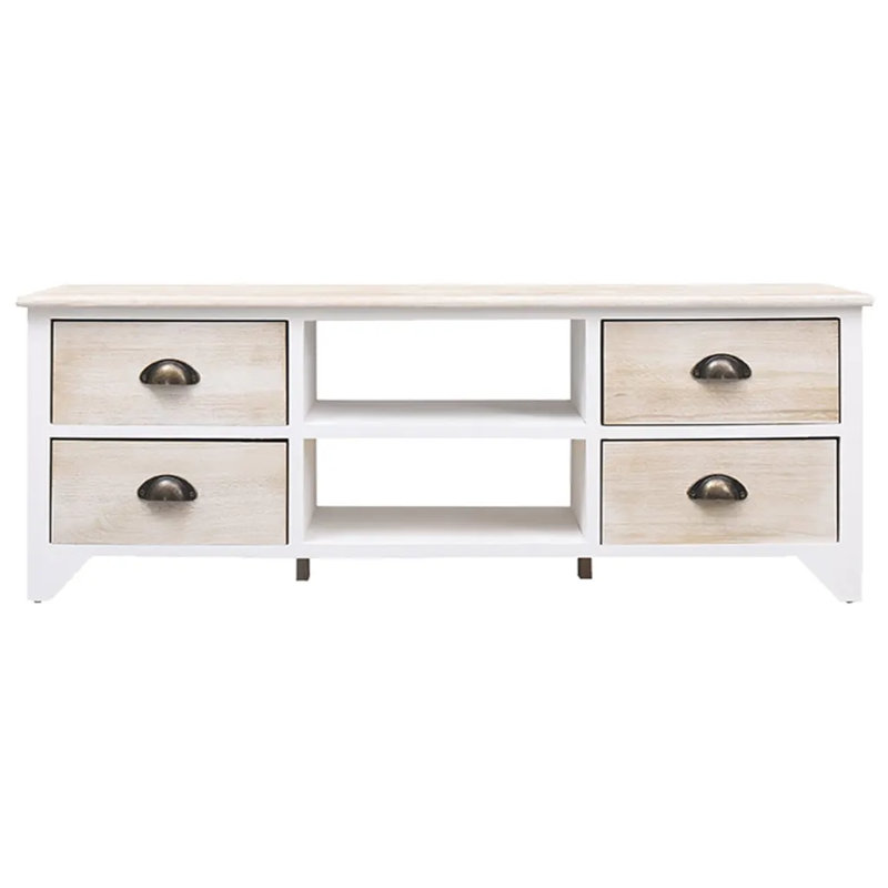 Dalaigh Unfinished TV Stand, White/Brown