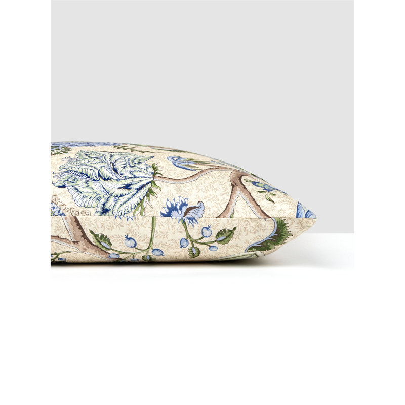 Pondicherry Cotton Pillow, Blue/Green/Cream Floral