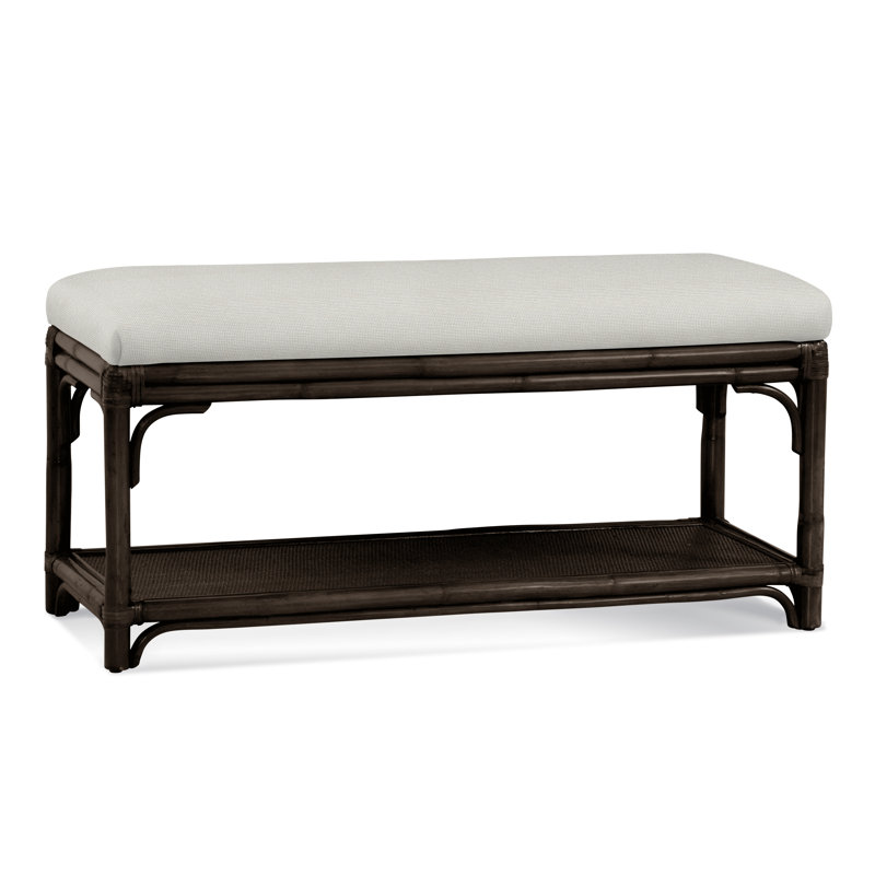 Summer Retreat Wicker Shelf Storage Bench, Honey, Eggshell Crypton Performance; 0884-93