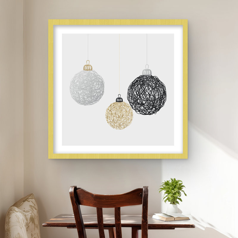 Trois boules de Noël - reproduction encadrée mate pour la décoration intérieure