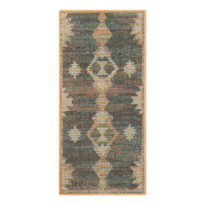 Barnesville Geometric Machine Made Power Loom Polypropylene Indoor / Outdoor Area Rug in Multi/Blue/Brown/Orange/Green