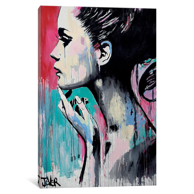 «Peut-être encore» par Loui Jover, reproduction sur toile, Papier avec cadre noir, Blanc, H 32 po x l 24 po x P 1 po