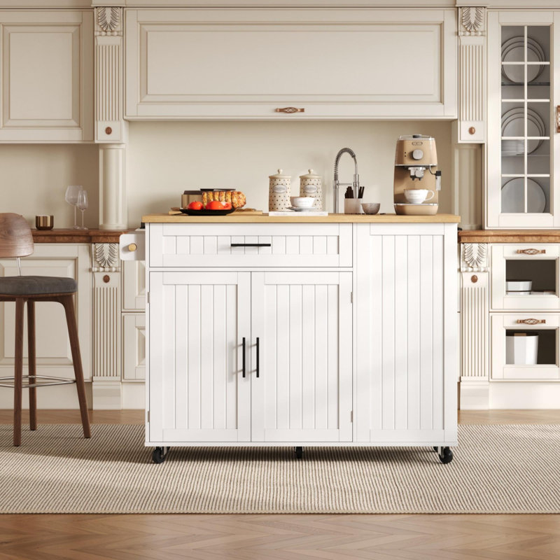 93 cm W Kitchen Island with Top, White